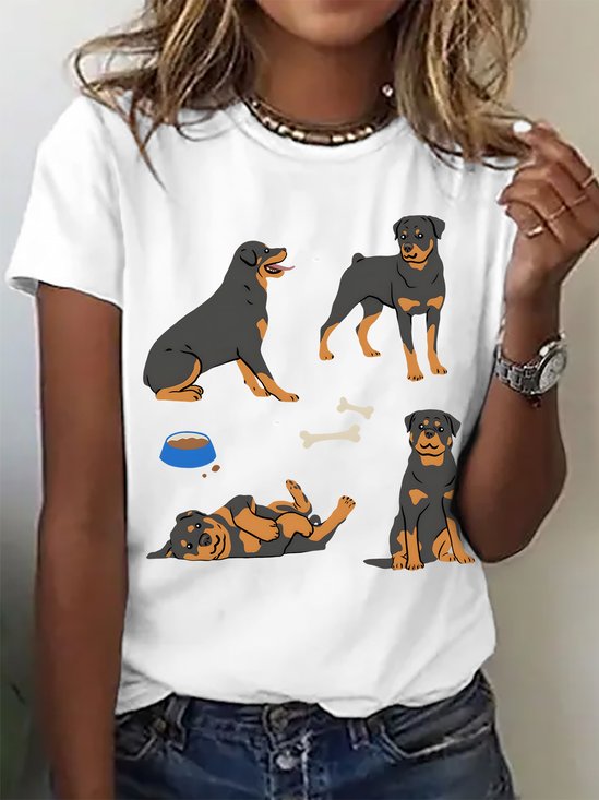 Cute Rottweiler Dog Cotton T-shirt