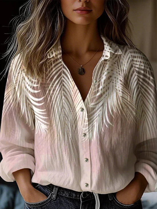 Gradient Pattern Shirt Collar Loose Casual Shirt