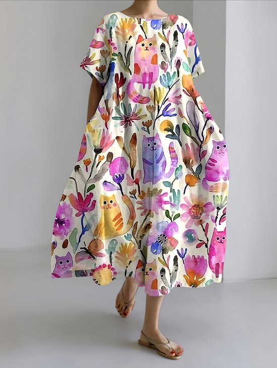 Casual Cotton Dress With No