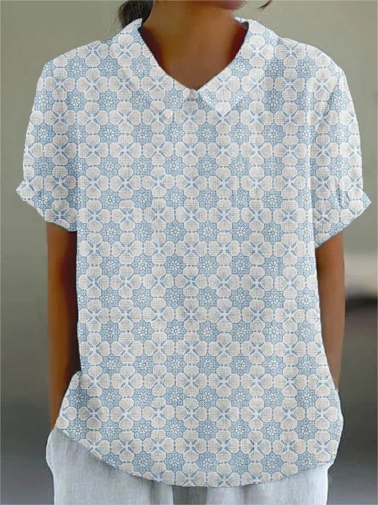 Casual Retro Lapel Short Sleeve Shirt