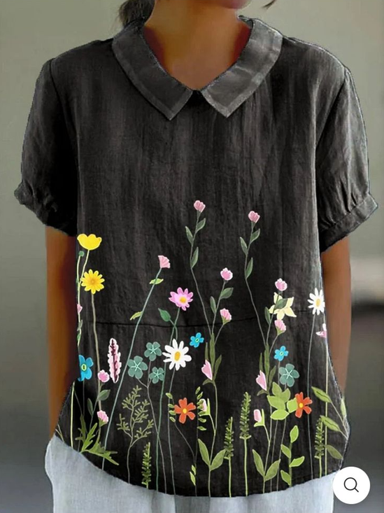 Casual Retro Lapel Short Sleeve Shirt