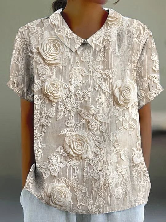 Casual Retro Lapel Short Sleeve Shirt