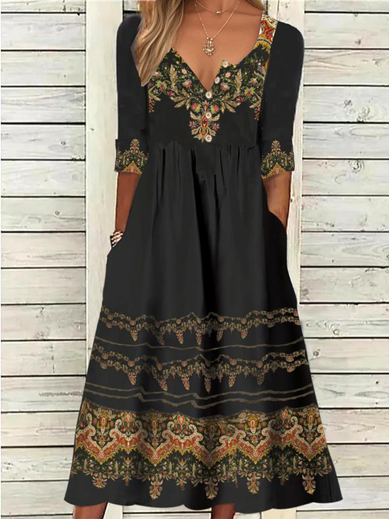 Loose Nationality/Ethnic Vintage Dress