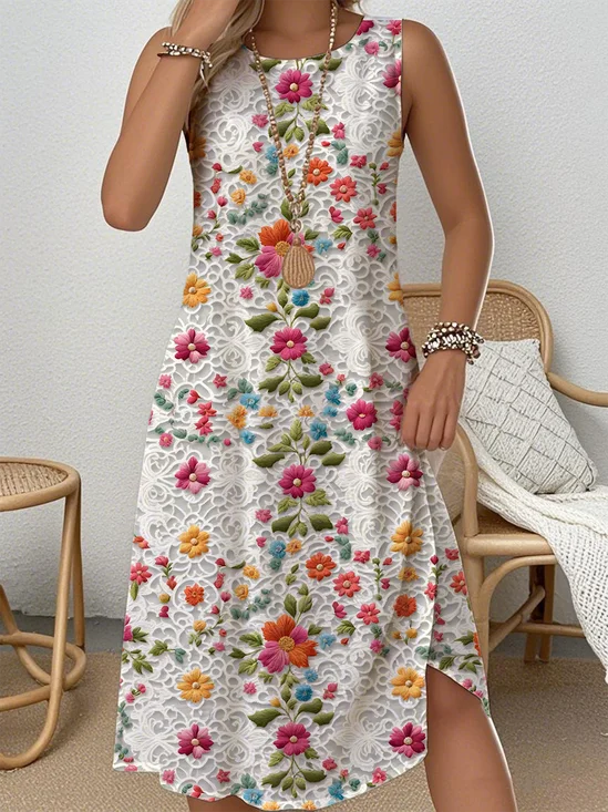 Casual Nationality/Ethnic Crew Neck Dress