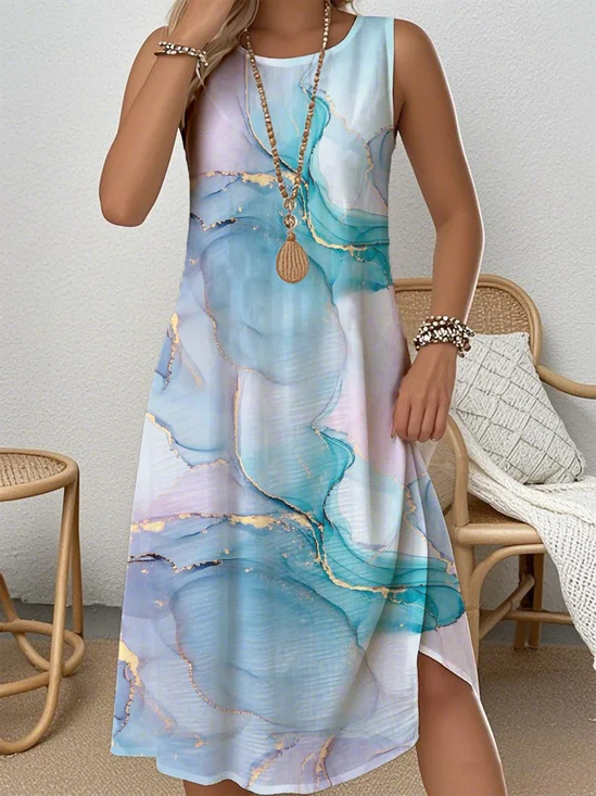Casual Cotton Abstract Loose Dress