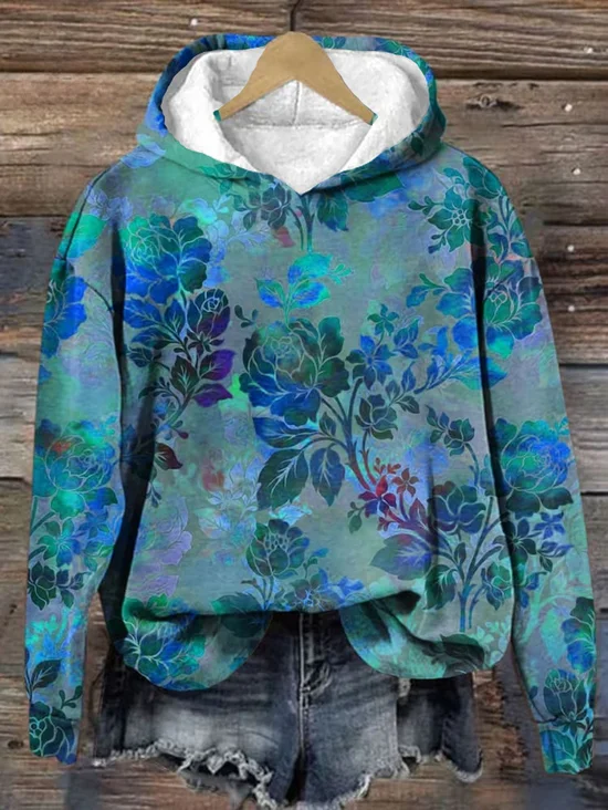 Hoodie Casual Cotton Floral Hoodie