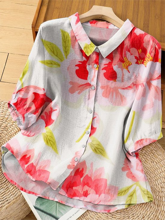 Women's Mid Sleeve Casual Vintage Printed Shirt