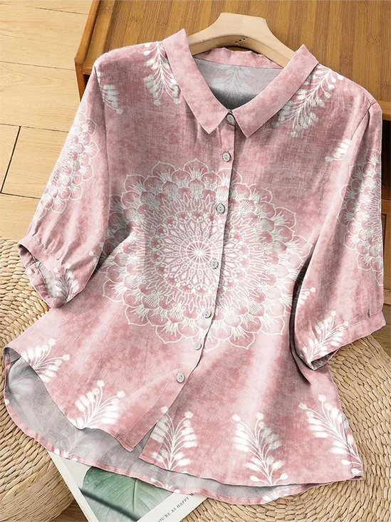 Women's Mid Sleeve Casual Vintage Printed Shirt