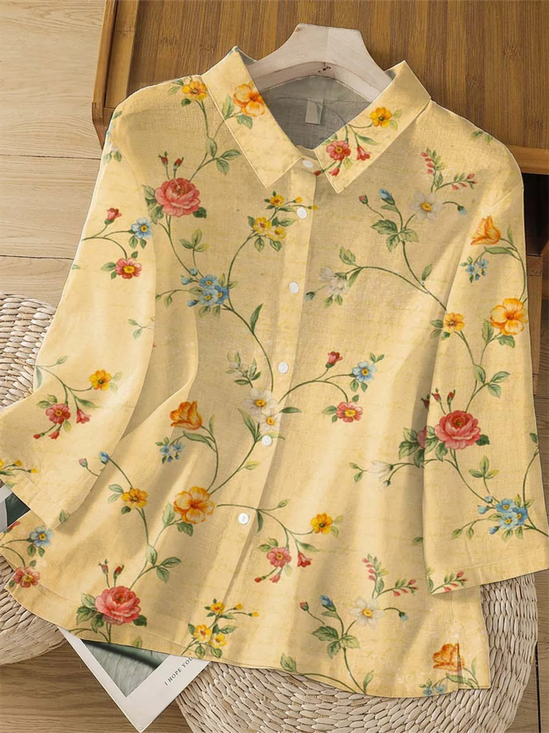 Women's Mid Sleeve Casual Vintage Printed Shirt