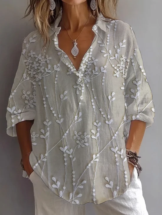 Women's Floral Print Casual Button-Down Shirt