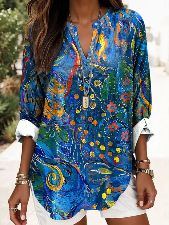 Women’s Boho Blouse Floral Graphic Abstract