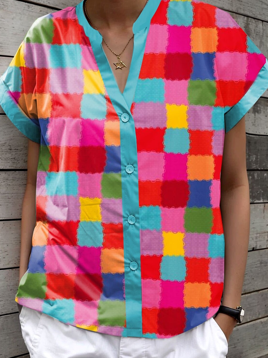 Casual V Neck Short Sleeve T-Shirt