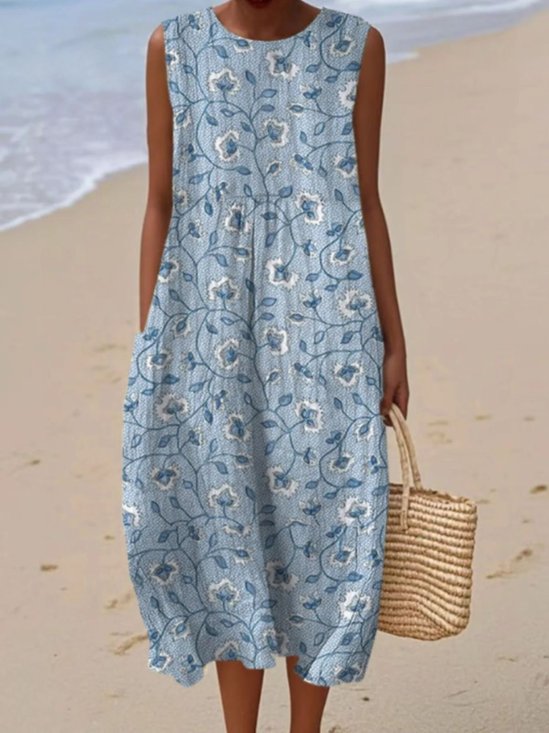 Simple Painting Regular Fit Cotton Dress With No