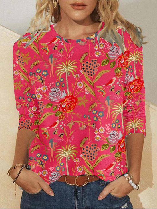 Coconut Tree Crew Neck Casual T-Shirt