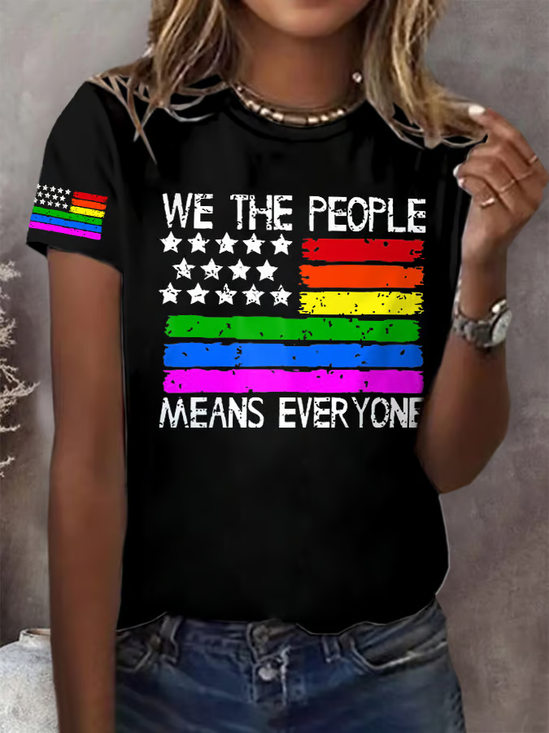 Retro We The People Means Everyone Print T-Shirt