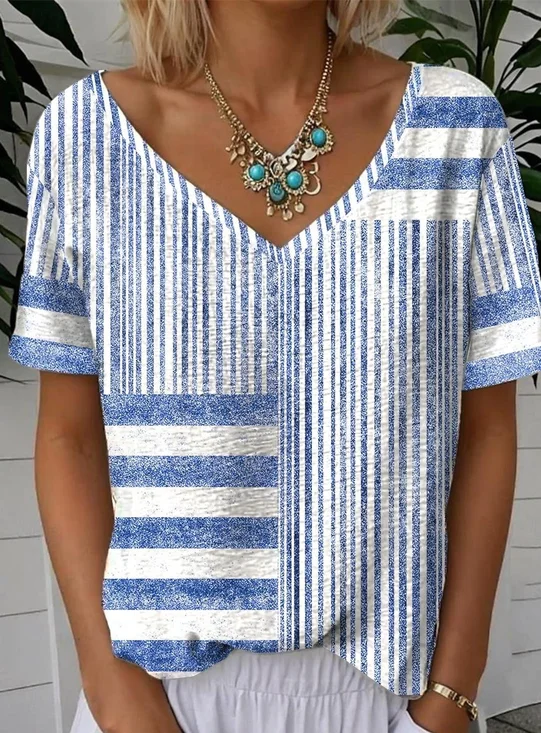 V Neck Simple Loose T-Shirt