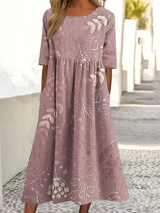Regular Fit Floral Casual Dress With No