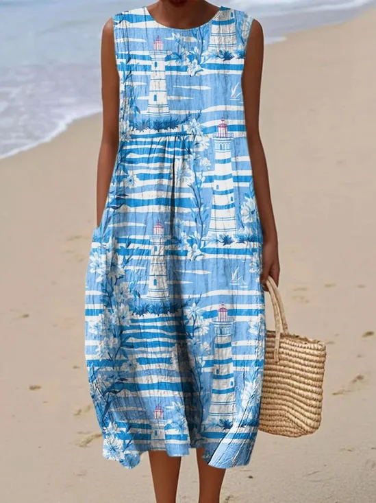 Cotton Casual Dress With No