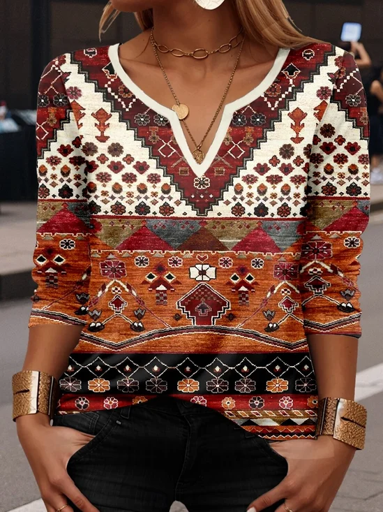 Multicolor Block Loose Casual Blouse