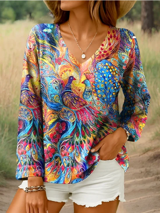 Vintage V Neck Regular Fit Jersey T-Shirt