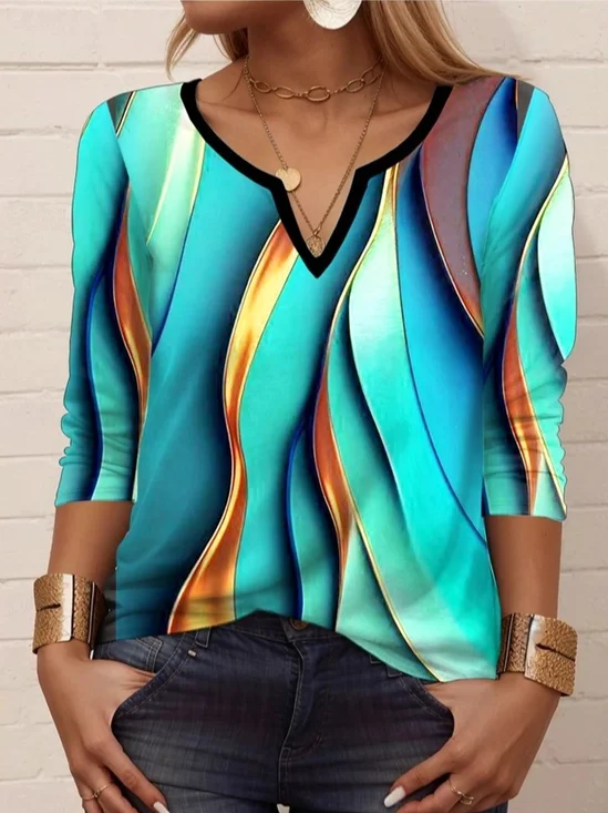 Striped Jersey Loose Casual Blouse