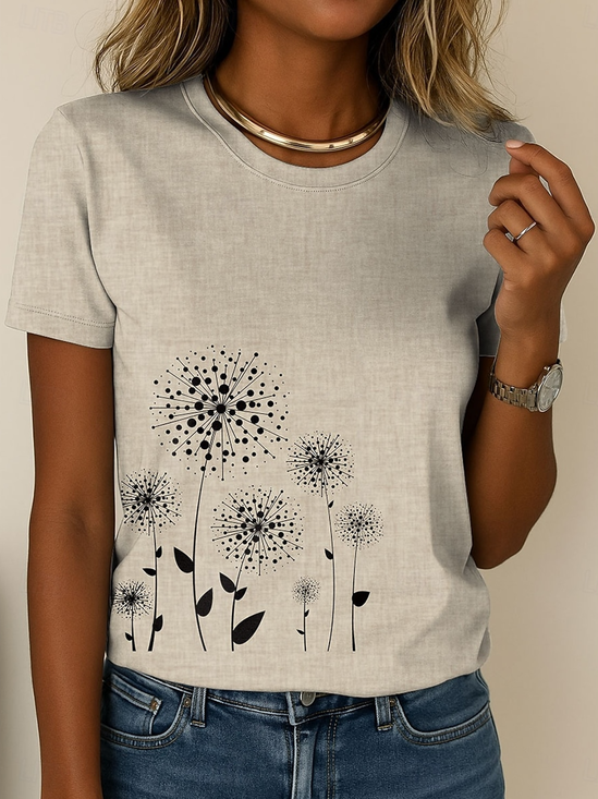 Loose Crew Neck Dandelion Vintage T-Shirt