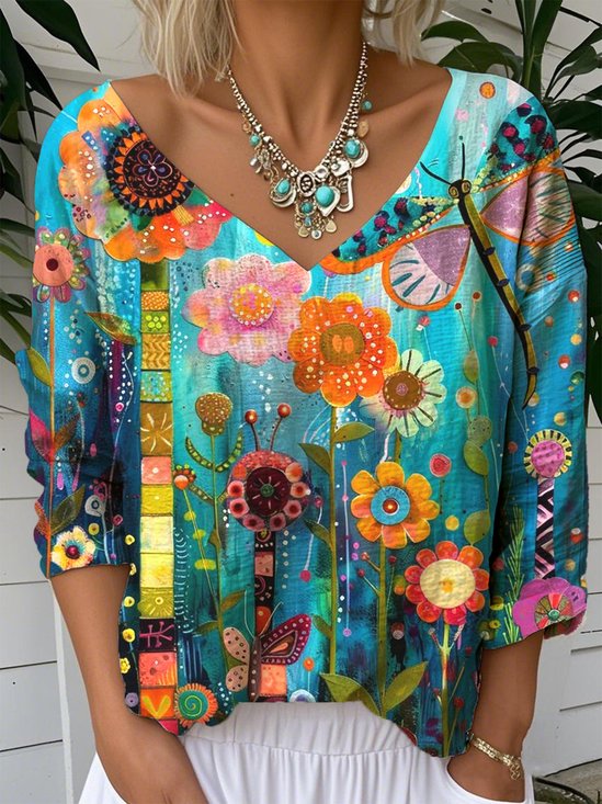 Loose Floral Vintage Jersey T-Shirt
