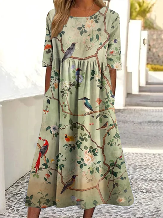 Casual Floral Dress With No