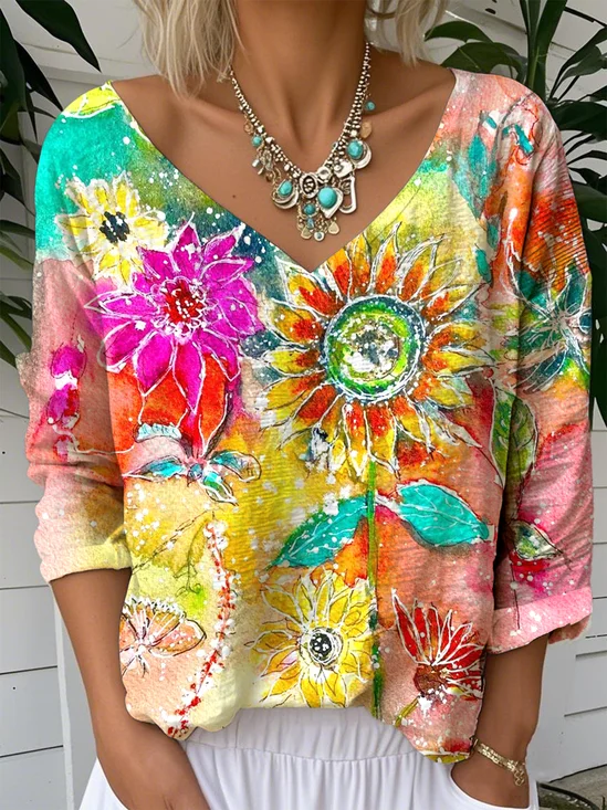 Loose Gradient Pattern Casual T-Shirt