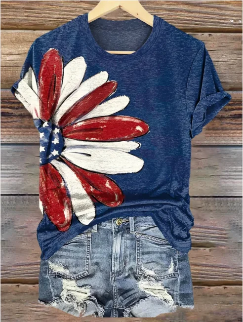 Independence Day Crew Neck Casual T-Shirt