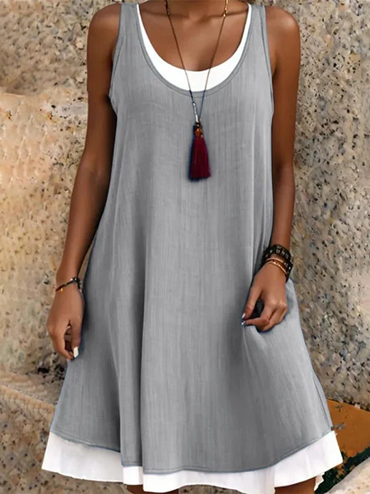 Women's Loose Casual Round Neck Vest Dress