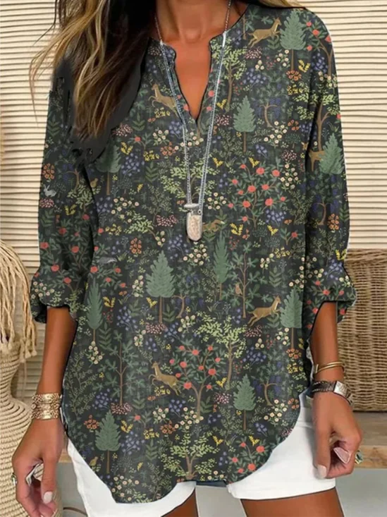 Shawl Collar Simple Blouse