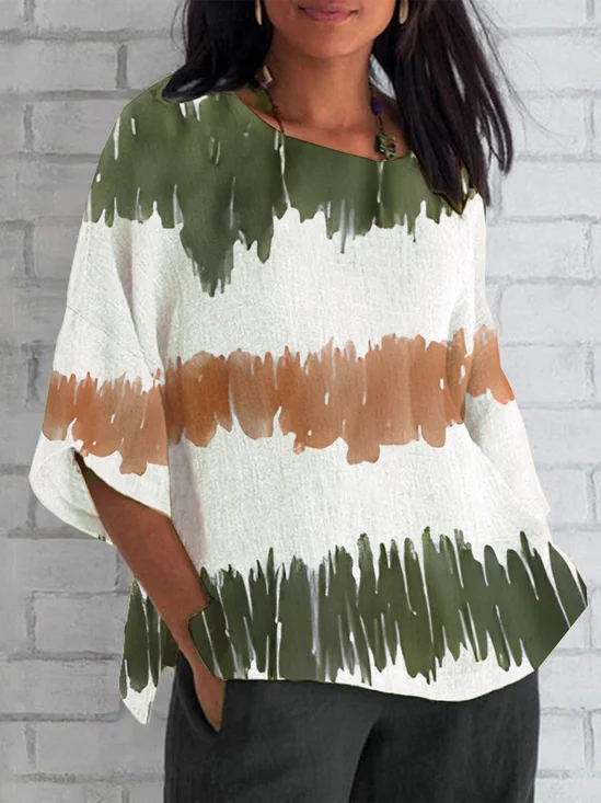 Women's Half Sleeve T-shirt Summer As Picture Abstract Crew Neck Daily Going Out Casual Top