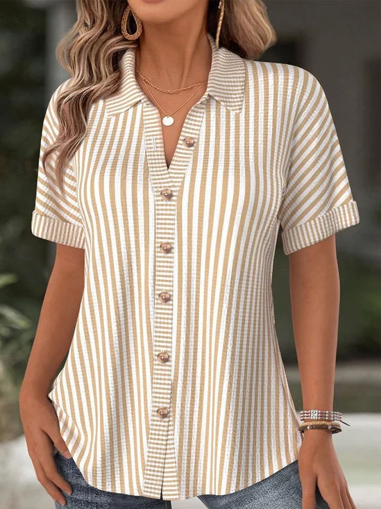 Simple Shawl Collar Loose Shirt