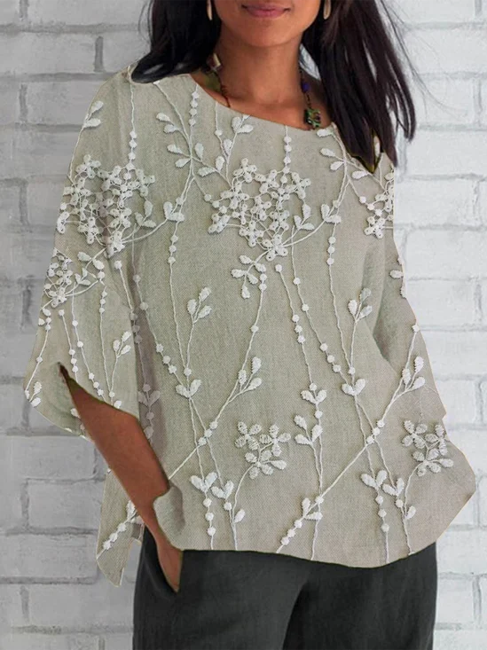 Women's Half Sleeve T-shirt Summer As Picture Floral Crew Neck Daily Going Out Casual Top