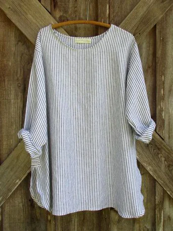 Regular Fit Striped Crew Neck Casual Shirt
