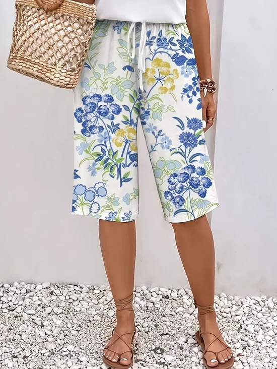 Women's  H-Line Straight Pants Daily Going Out Pants White Casual Printing Floral Summer Pants