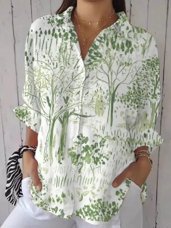 Tree Regular Fit Cotton Simple Shirt