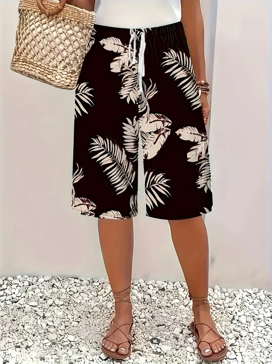 Women's  H-Line Straight Pants Daily Going Out Pants Black Casual Printing Floral Summer Pants