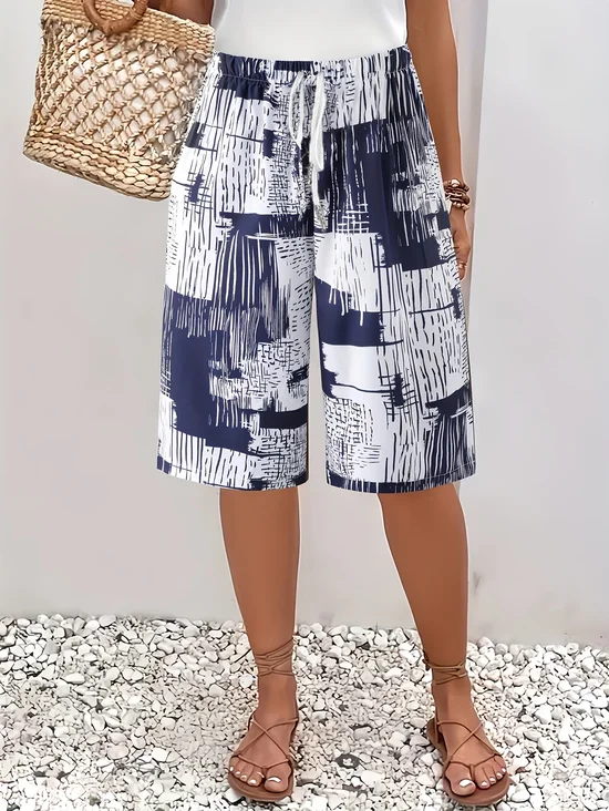 Women's  H-Line Straight Pants Daily Going Out Pants Blue Casual Printing Abstract Summer Pants