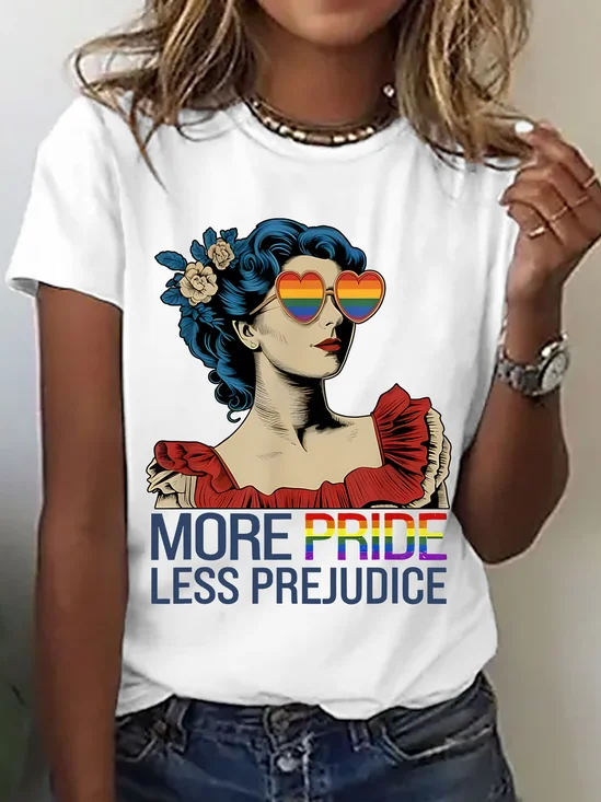 More Pride Less Prejudice Pride Month LGBTQ Cotton T-Shirt
