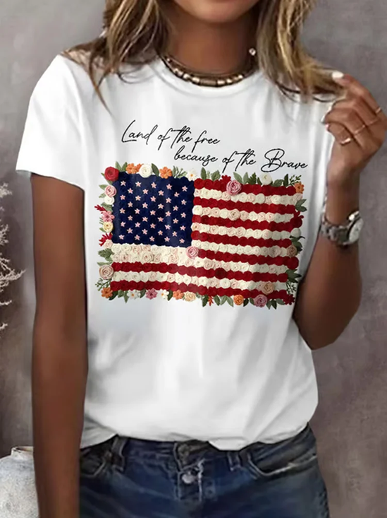 Casual Independence Day Loose Crew Neck T-Shirt