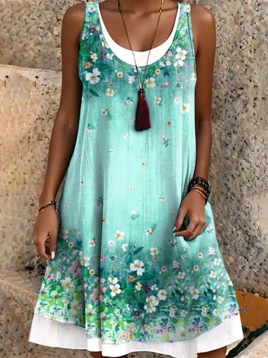 Plants Boho Dress With No
