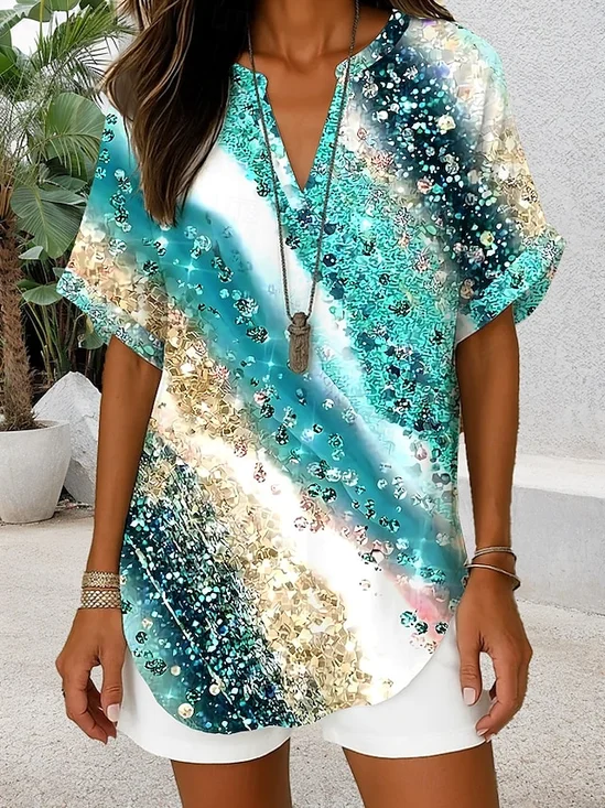 Elegant Abstract Graphic Blouse