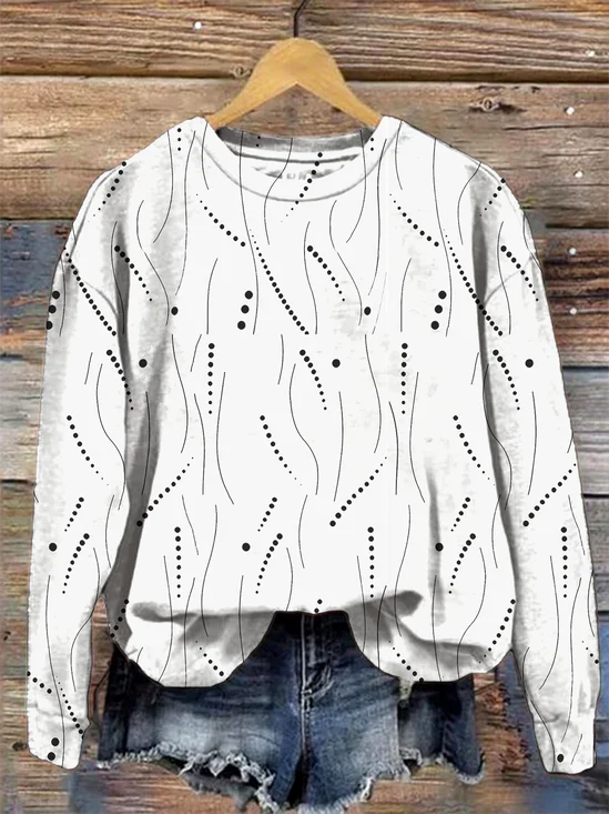 Striped Loose Vintage Crew Neck Sweatshirt
