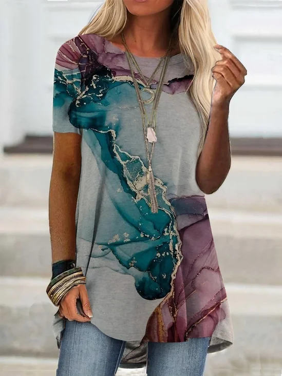 Casual Regular Fit Geometric T-Shirt