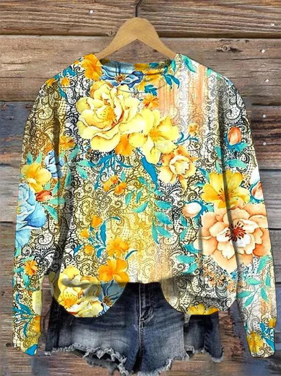 Casual Crew Neck Loose Sweatshirt