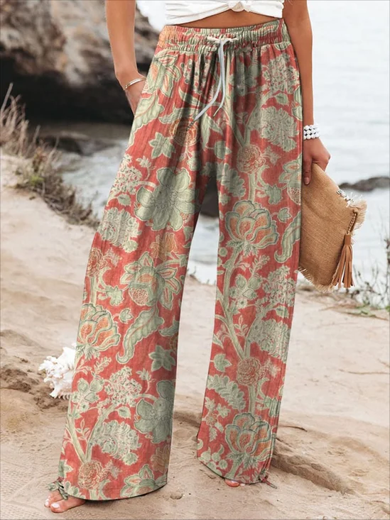 Loose Floral Casual Pants