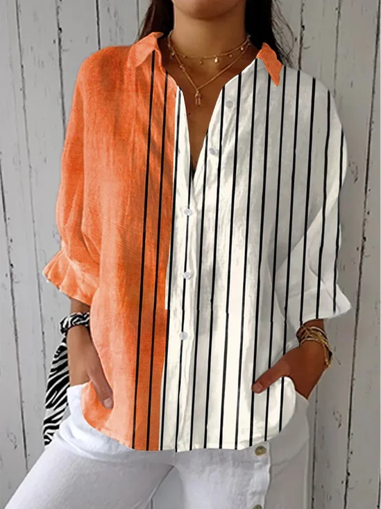 Casual Striped Cotton Shirt