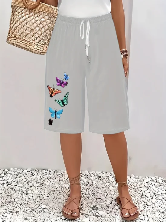 Women's  H-Line Straight Pants Daily Going Out Pants Black Casual Printing Butterfly Summer Pants